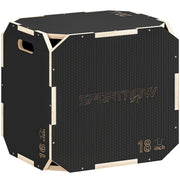 Box per saltare, angoli arrotondati, compensato, altezza regolabile, maniglie laterali, nero