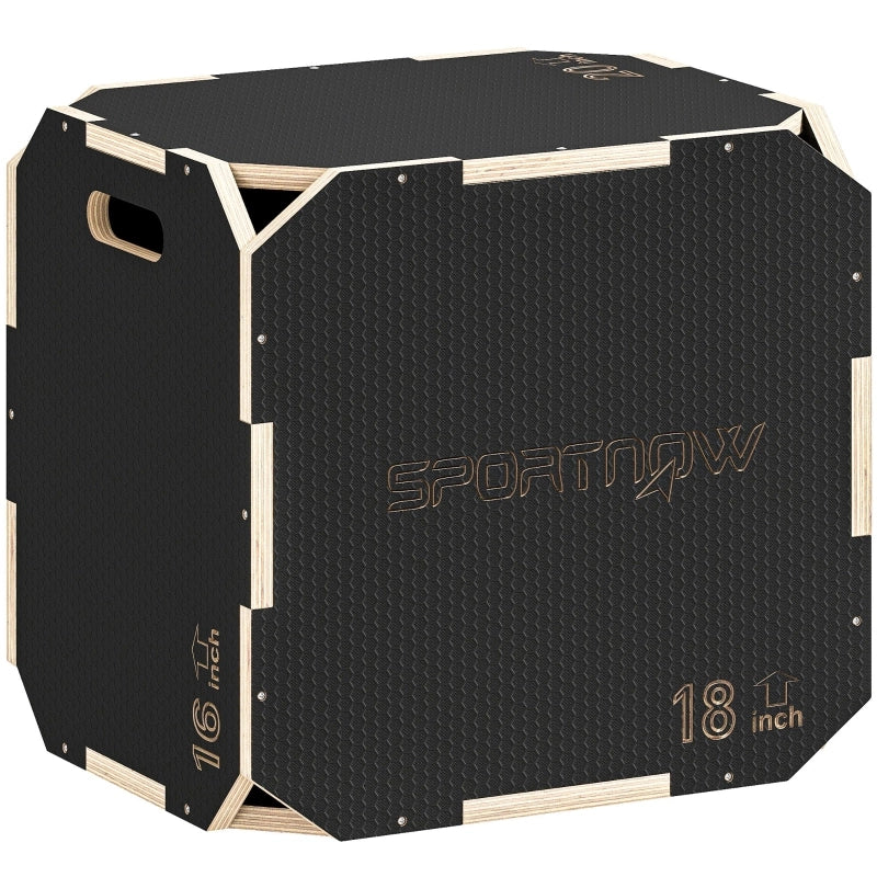 Box per saltare, angoli arrotondati, compensato, altezza regolabile, maniglie laterali, nero