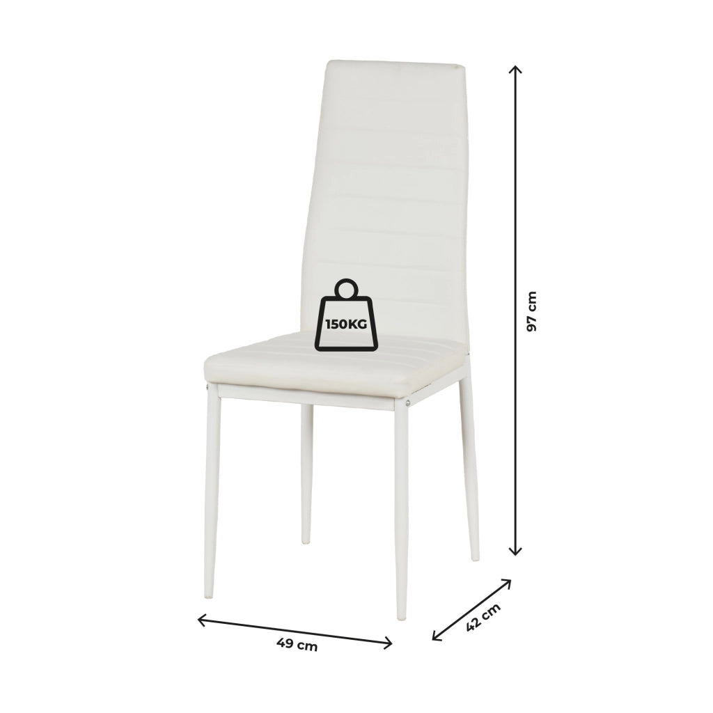 Set Sedie da Pranzo 4 o 6 Pezzi, Sedie Moderne Imbottite per Cucina Soggiorno Sala da Pranzo, Facile Montaggio con Gambe Robuste, Rivestimento in Pelle Sintetica  Bianco - 6 Pezzi