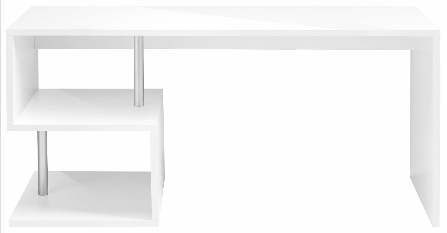 Scrivania con 2 Ripiani 180x60x77,5 cm Esse Bianco Lucido