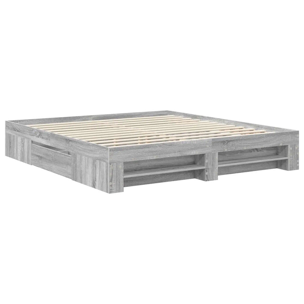 Struttura del letto con testiera Grigio Sonoma 180 x 200 cm