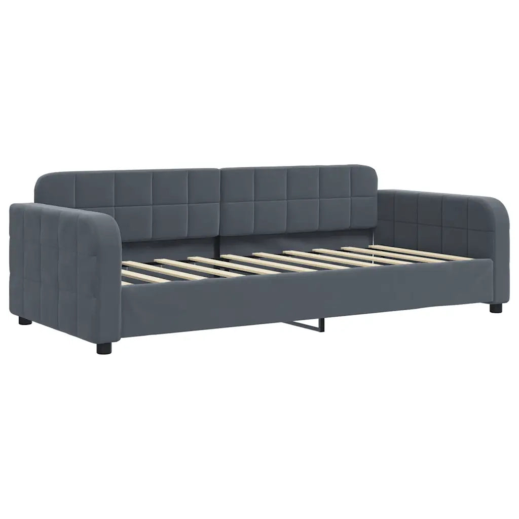 Divano Letto Estraibile Materassi Grigio Scuro 90x190cm Velluto