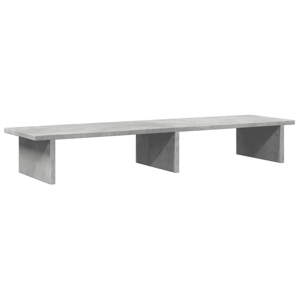Supporto Monitor Grigio Cemento 100x27x15cm Legno Massello Pino 854709