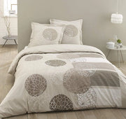 Set di copriletto in cotone 100% - 1 copriletto 240 x 260 cm + 2 cuscini 65 x 65 cm con shuttle piatta - Beige