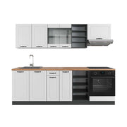 Cucina componibile R-Line Bianco rustico/Antracite 240 cm, PL Rovere Vicco