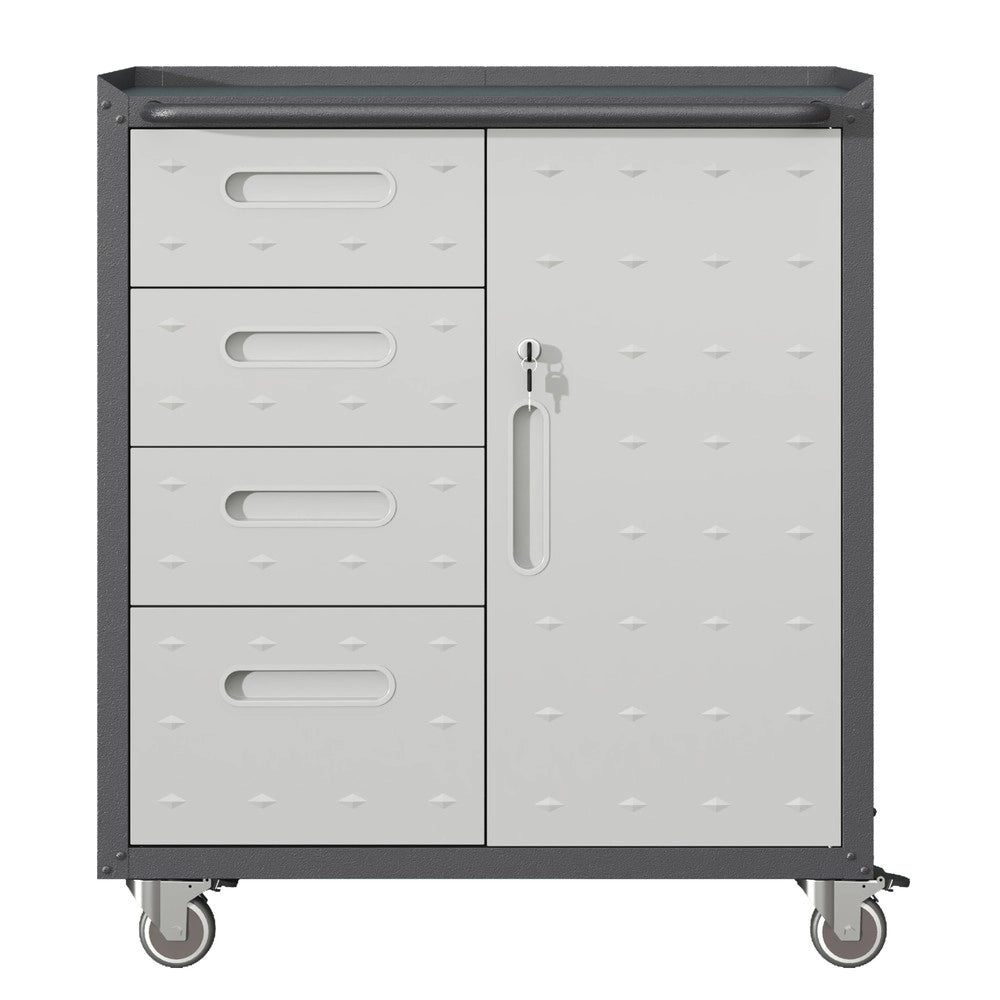 Armadietto Metallo con Ruote ¨C MINIMAL ¨C Nero/Grigio, 75x42x88 cm