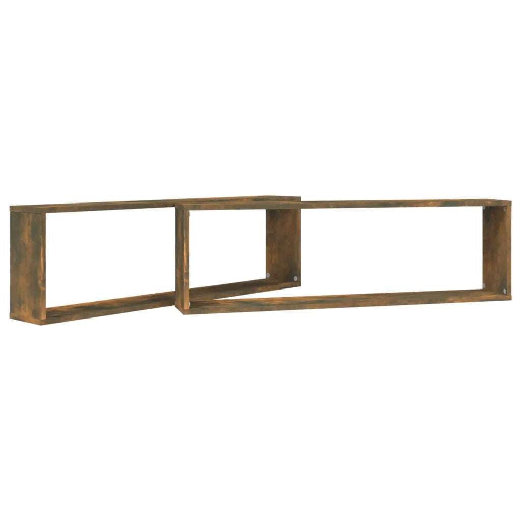 Mensole Parete Cubo 2pz Rovere Fumo 100x15x30 Legno Multistrato 815906