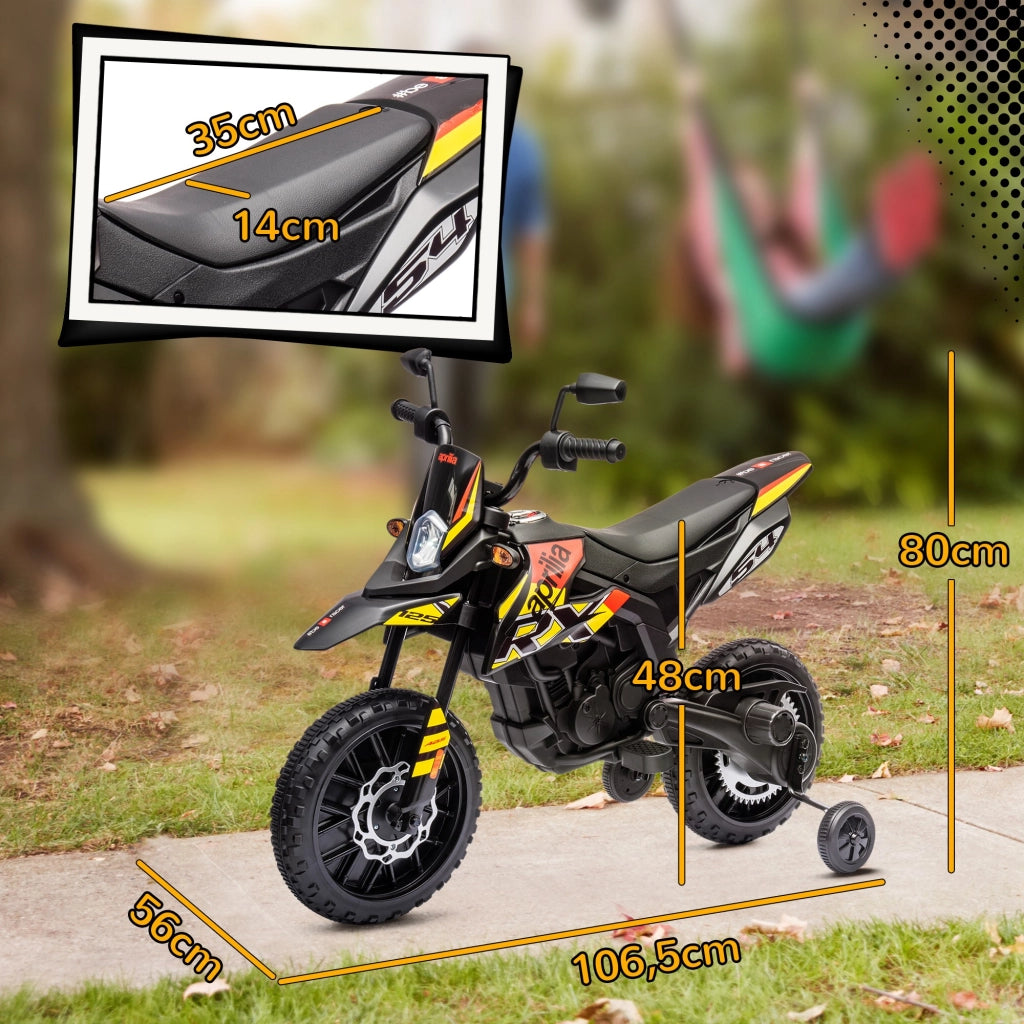 Motocicletta Elettrica per Bambini con Ruote di Supporto e Luci LED ¨C zephmum ¨C Giallo