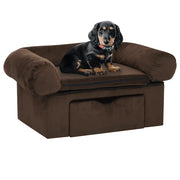 Divano per Cani con Cassetto-Sofa per animali domestici-Divanetto Marrone 75x50x38 cm in Peluche