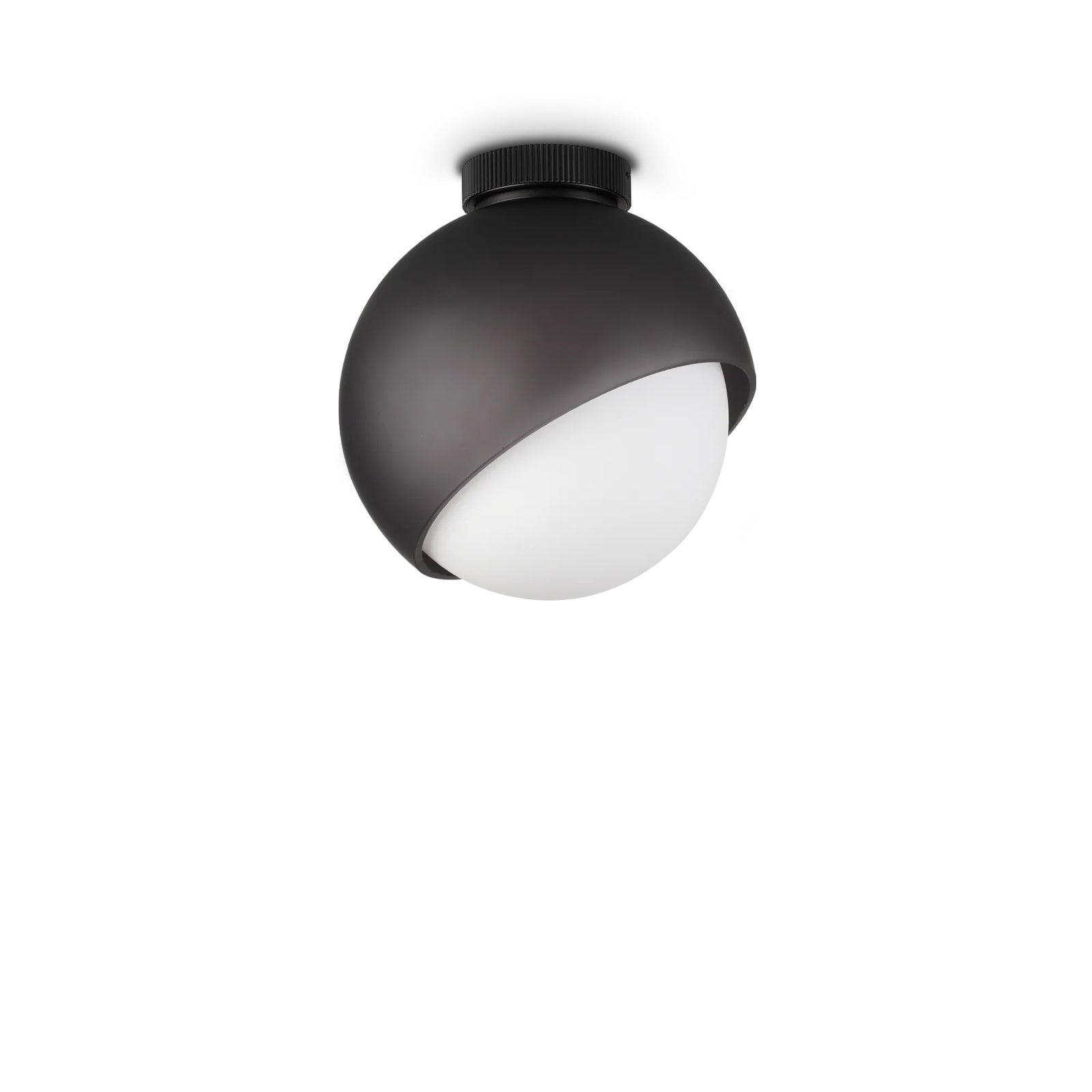 Plafoniera Contemporanea Bloom Metallo Nero Vetro Grigio 1 Luce E27 D22Cm