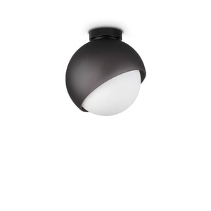 Plafoniera Contemporanea Bloom Metallo Nero Vetro Grigio 1 Luce E27 D22Cm