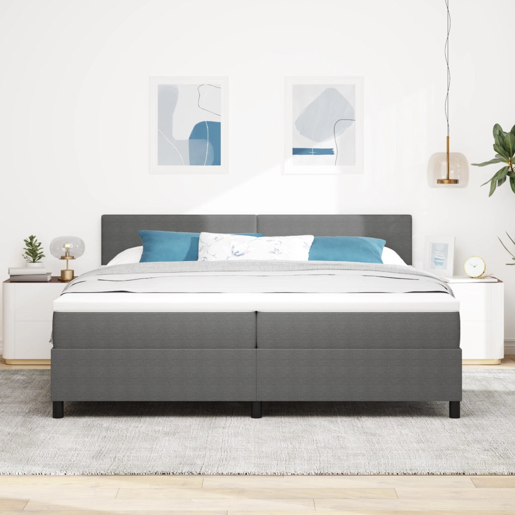 Letto a Molle con Materasso Grigio 200x200 cm in Corduroy