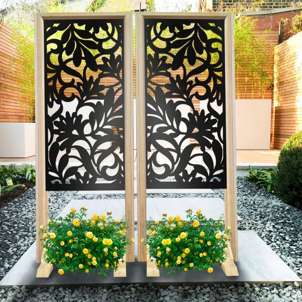 FIORI - Separè - Paravento modulabile - 70x190cm - in Legno e PVC Colore: nero