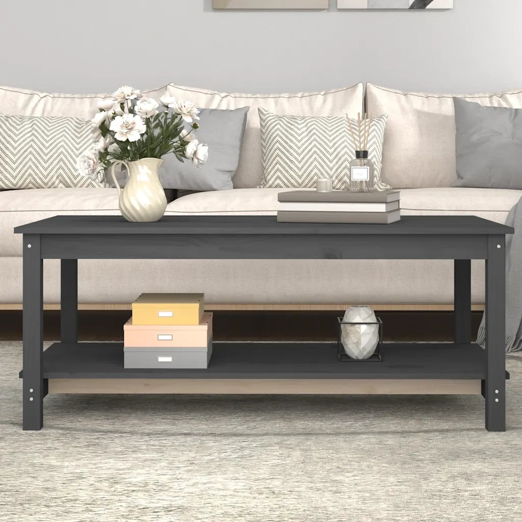 Tavolino da salotto | Tavolino da caff¨¨ | Tavolino da Soggiorno Grigio 110x55x45 cm Legno Massello di Pino