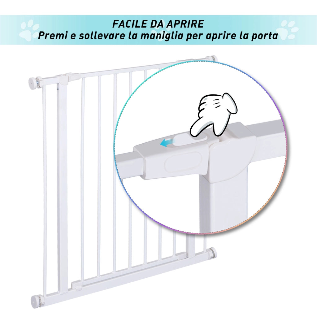 EasyComfort Cancelletto di Sicurezza per Animali Allargabile Facile Installazione con Supporti a Pressione Acciaio Resistente con una Finitura Verniciata a Polvere Bianco 76x76-82cm