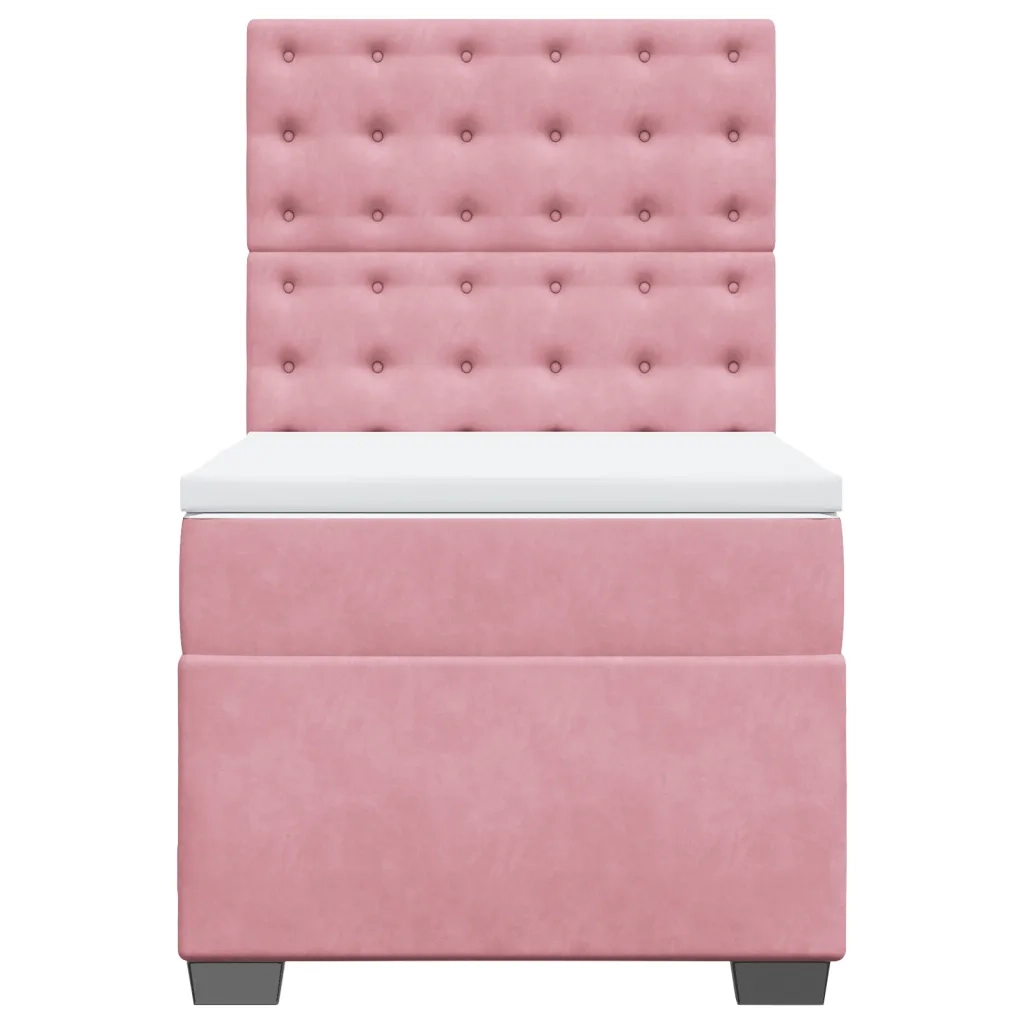 Giroletto a Molle con Materasso Rosa 90x190 cm in Velluto