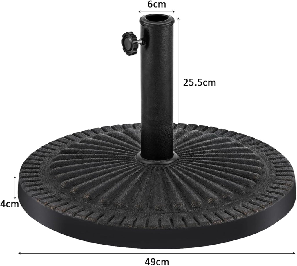 Base per Ombrellone da Patio in Resina da 49,5 cm, per Pali da 38-48mm, con Manopola di Serraggio, Base per Ombrellone da Giardino Piscina Esterno (Bronzo (modello4))