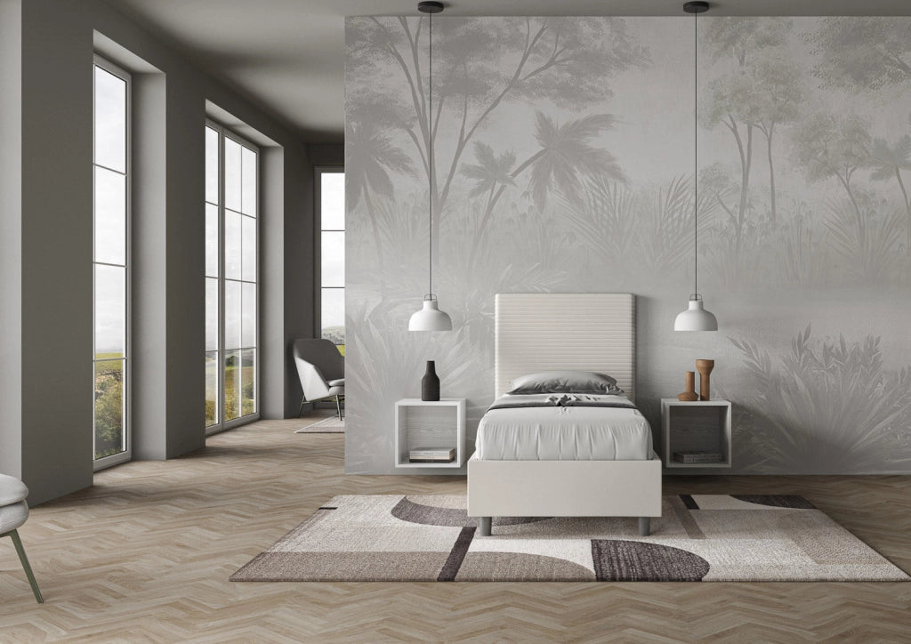 Letto Singolo 80x200 cm con Rete e Contenitore Focus Bianco