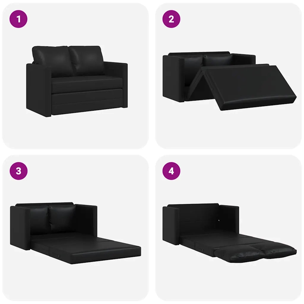 vidaXL Divano Letto da Terra 2 in 1 Nero 112x174x55 cm Similpelle