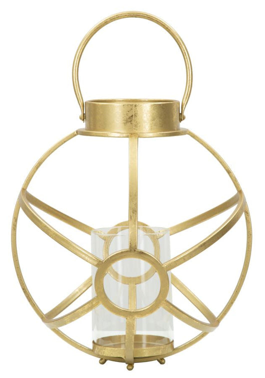 Portacandele Glam Ox Ø29x42,5 cm in Ferro e Vetro Oro