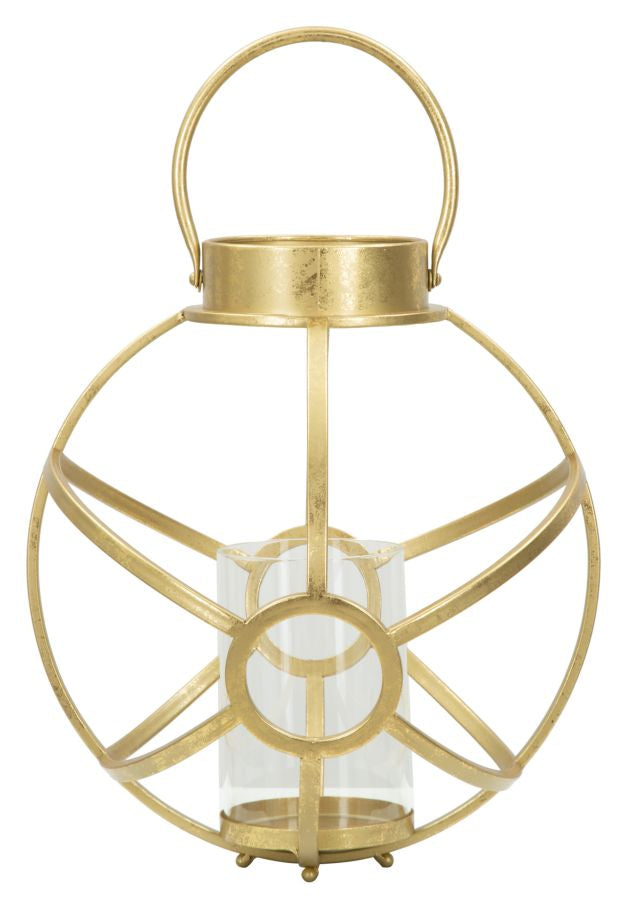 Portacandele Glam Ox Ø29x42,5 cm in Ferro e Vetro Oro