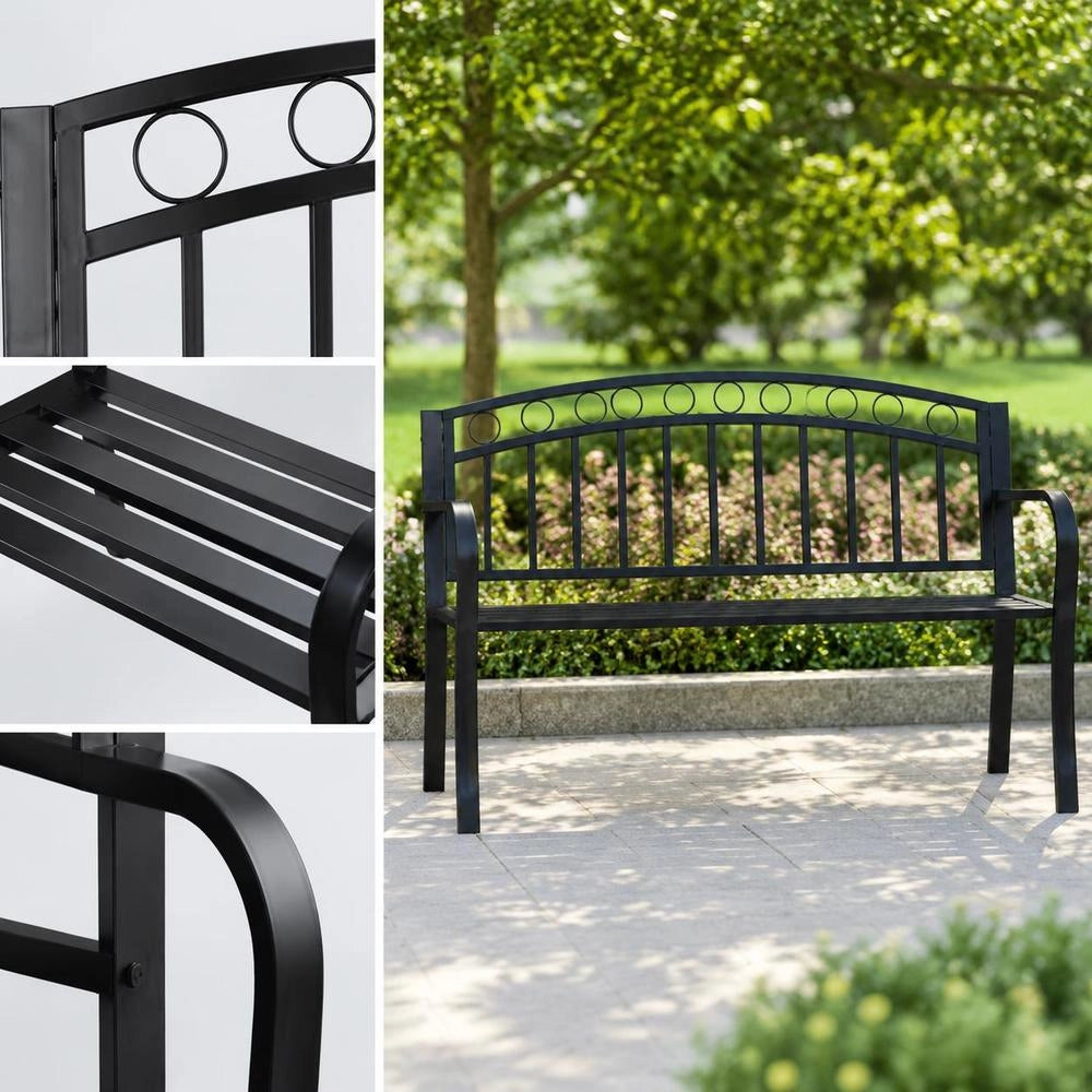 Garden Bench 125 Cm Black Steel