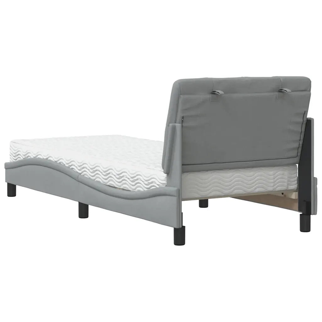 Letto con Materasso Grigio Chiaro 90x200 cm in Tessuto 3310713