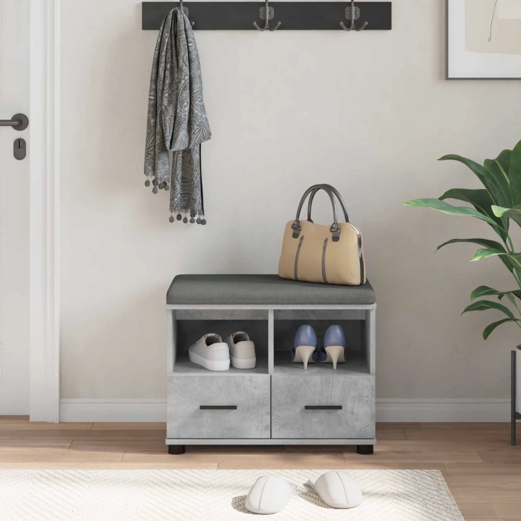 Panca per ingresso con cuscino Grigio Cemento 60 x 38 x 46 cm 891451