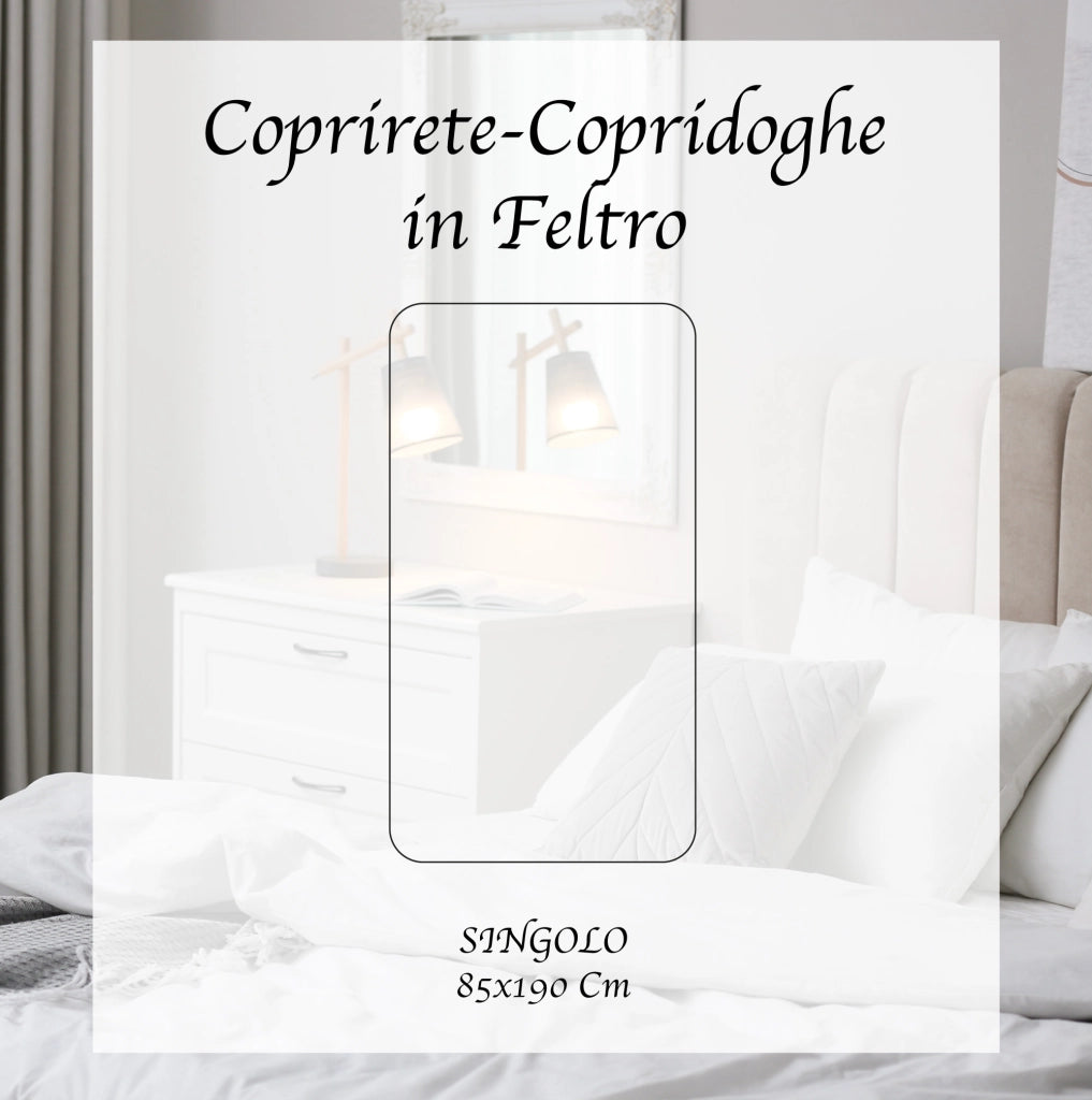 Coprirete In Feltro Anallergico Traspirante Con Lacci E Ganci Proteggi Doghe Lavabile Antiacaro Prodotto Italiano - Bianco - 85x190cm