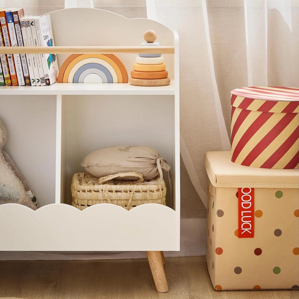 Libreria per bambini Scaffale portaoggetti con 3 scomparti Bianco 61x35x71cm KMB100-K-W
