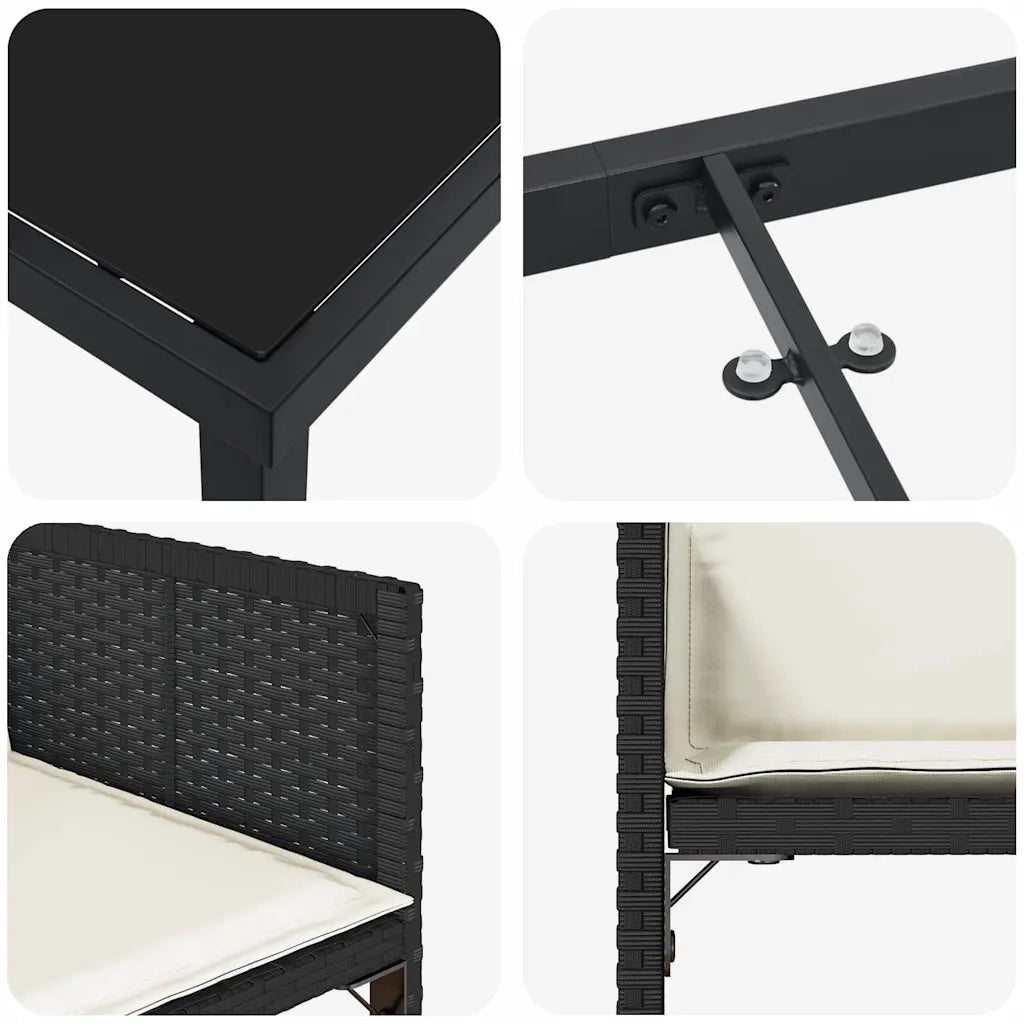 Set da Pranzo per Giardino 5 pcs Nero polyrattan 3380715