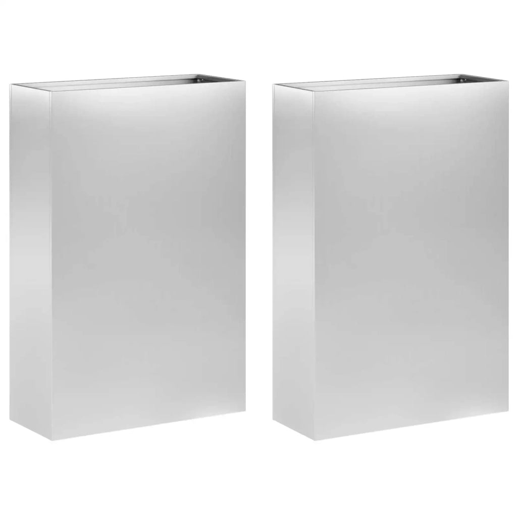 Vaso da giardino 2 pz Argento 50 x 20 x 75 cm Acciaio zincato 8005467