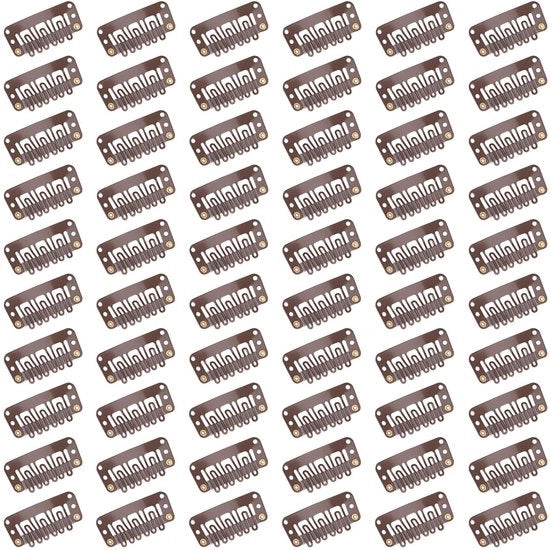 Pruikclips U-vorm - 60 pezzi - Marrone - Accessori per parrucca - Clips per capelli - Stilettini in acciaio/Rubber - Invisibili e comodi