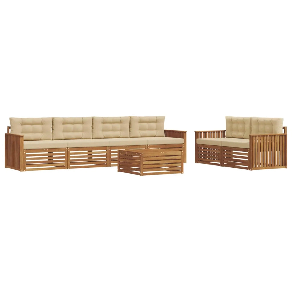 Set di divani da esterno con cuscino 7 pcs Naturale e Beige