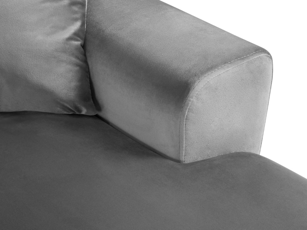 Cosmopolitan Design - Divano panoramico convertibile sinistro con contenitore "Kyoto" 7 posti in velluto grigio chiaro 