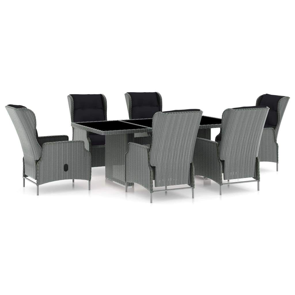 Set da pranzo 7 pezzi con cuscini resina intrecciata grigio chiaro 02_0014635