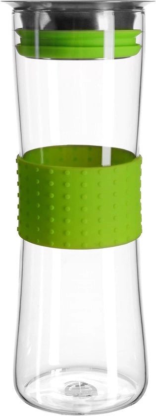 Karaffa in vetro con guaina di silicone, 1 litro, caraffa d'acqua in vetro resistente con manico pratico - verde