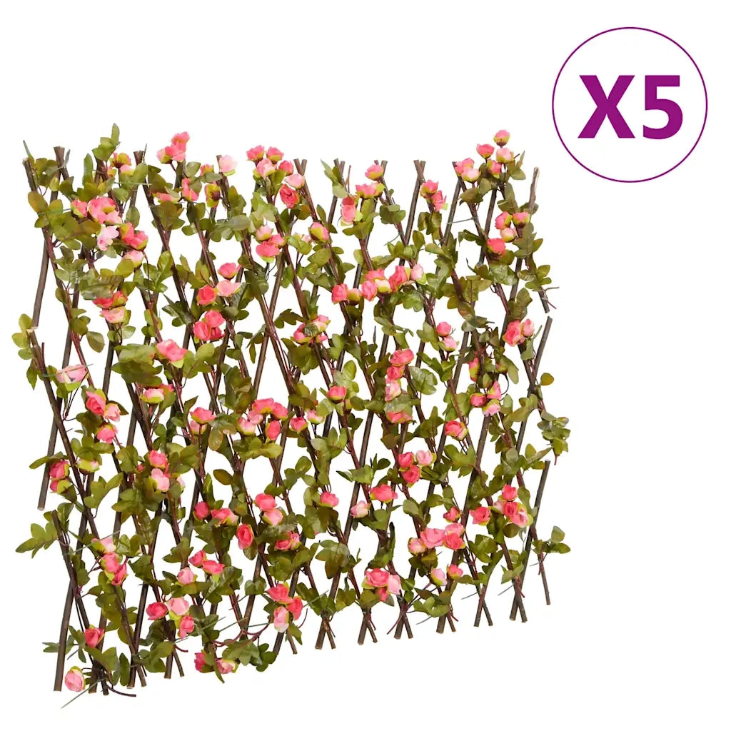 Traliccio Edera Artificiale Espandibile 5pz Rosa Scuro 180x60cmcod mxl 89003
