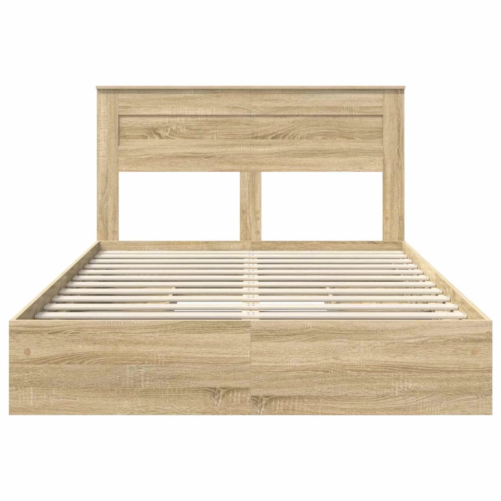 Letto con Contenitore con testiera Rovere Sonoma 140 x 190 cm 3409909