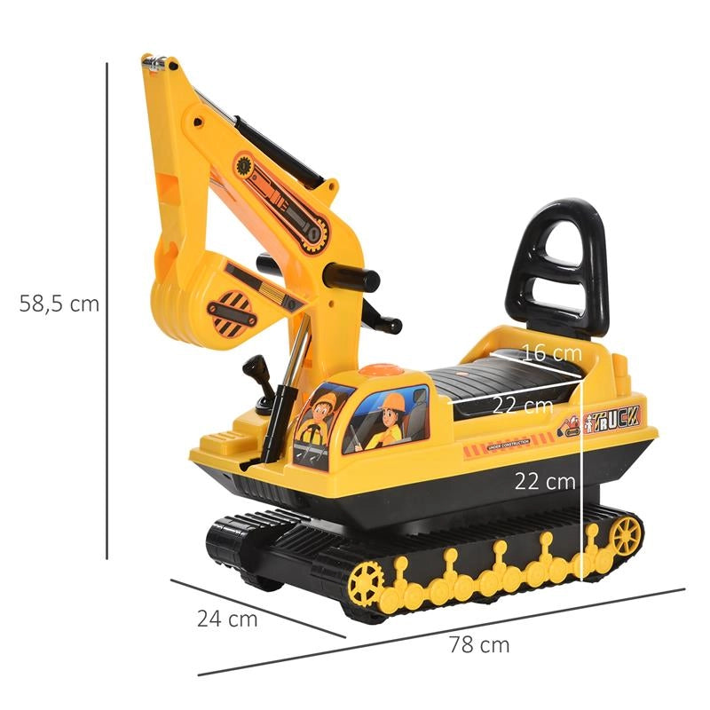 ESCAVATORE RUSPA GIOCATTOLO CAVALCABILE PER BAMBINI MAX. 30 KG