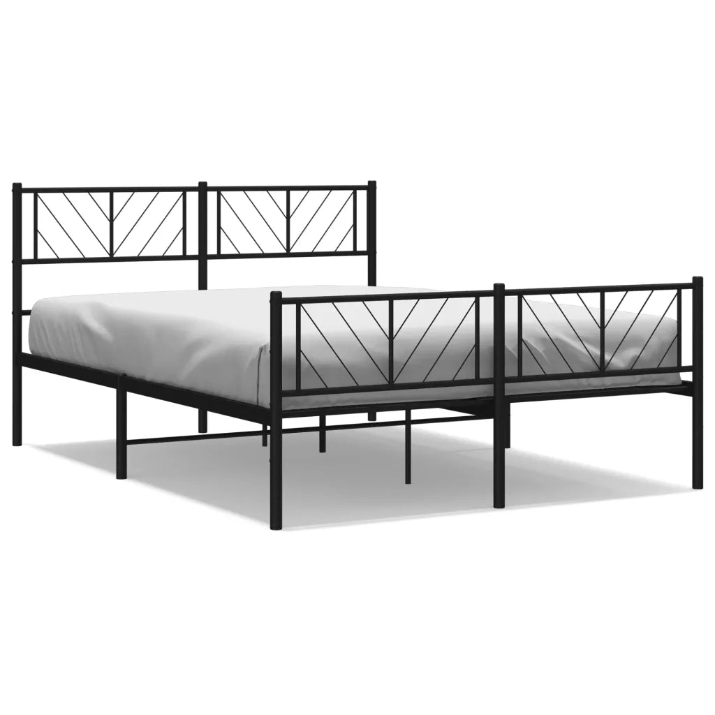 Giroletto con Testiera e Pediera-Struttura Letto Metallo Nero 140x200 cm 710633