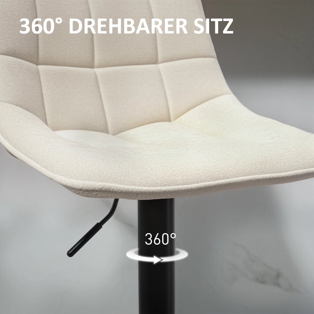 Sgabello da bar ¨C zephmum ¨C 2 pezzi con schienale e braccioli, imbottito, regolabile in altezza, colore beige