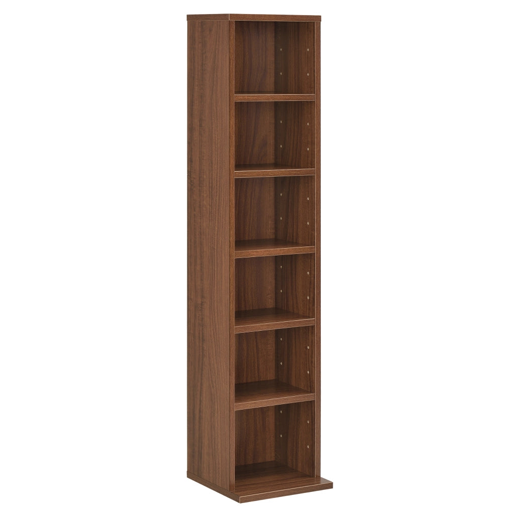 Scaffale a Colonna Tynset con 6 Scomparti per CD DVD 90x20x20 cm Effetto Noce [en.casa]