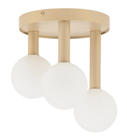 Plafoniera Perla oro 3 sfere vetro bianco G9 Sigma
