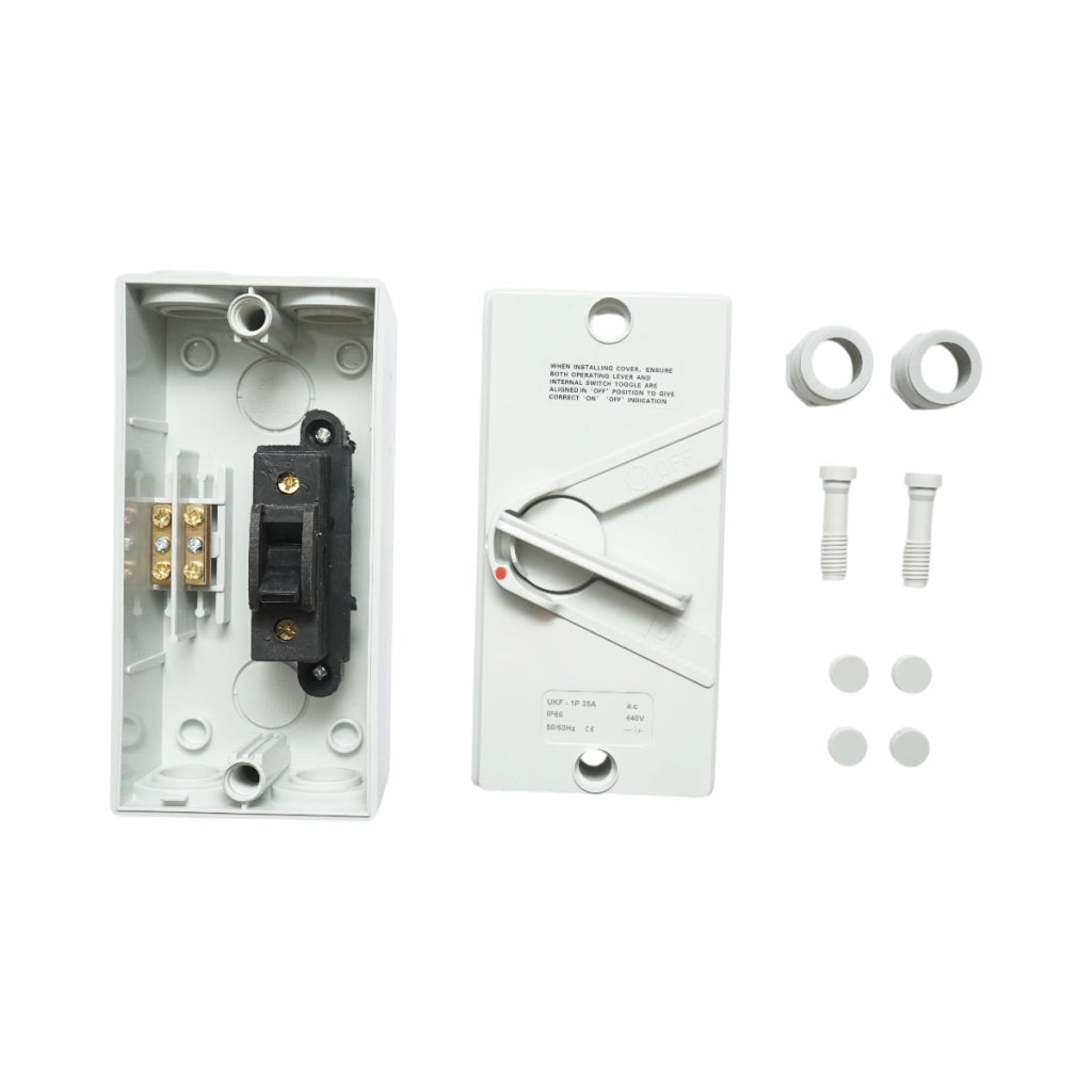 Interruttore sezionatore ON/OFF 1P, 440 V CA, 35 A con protezione IP66