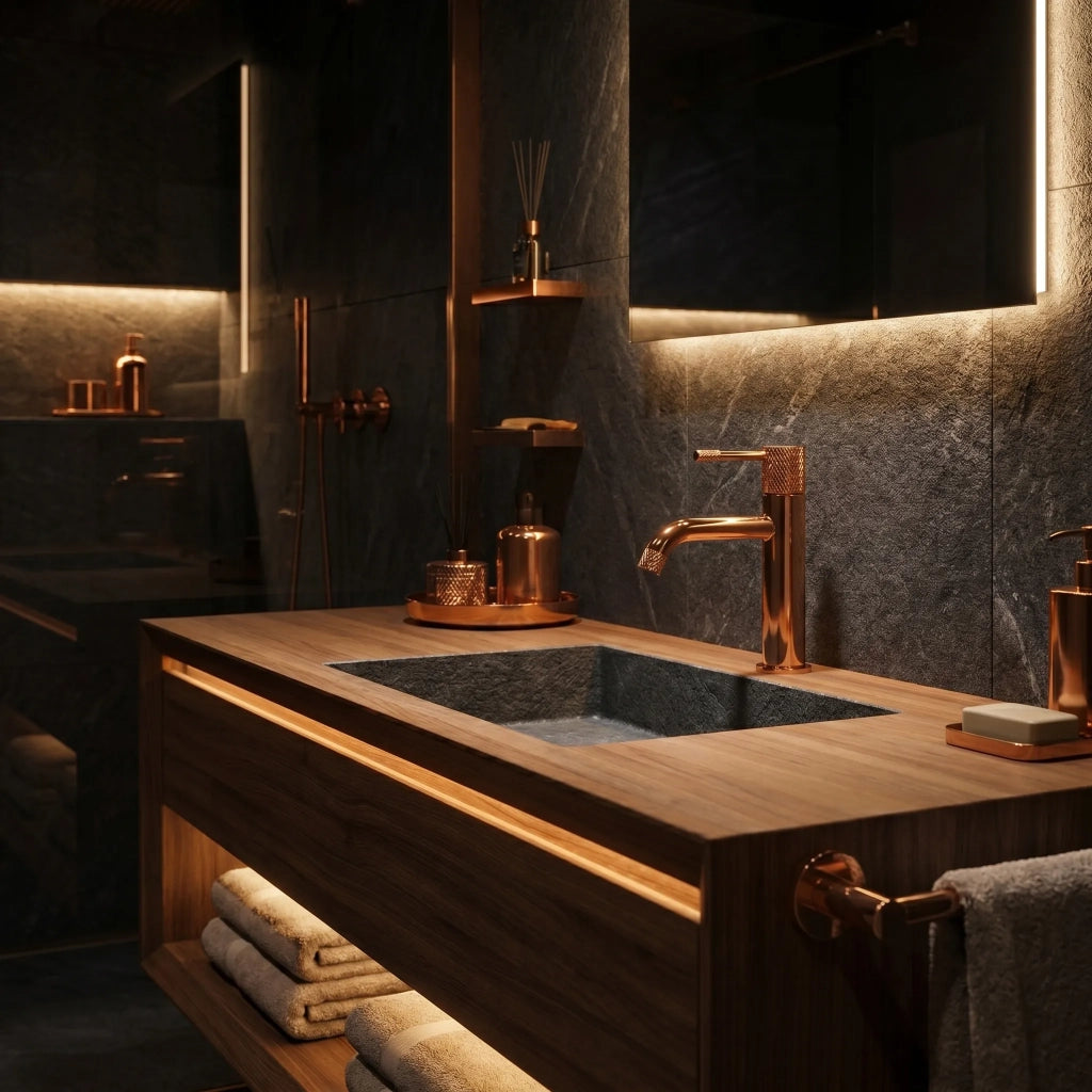 Rubinetto Da Lavabo Rea Venti Copper Low