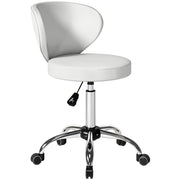 Sgabello con rotelle e schienale regolabile ¨C zephmum ¨C PU 73-88 cm bianco
