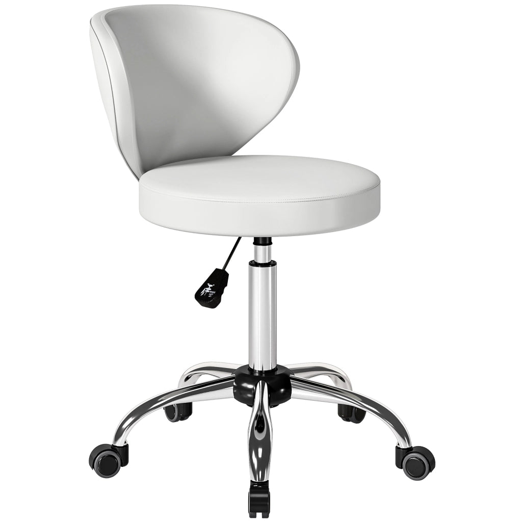 Sgabello con rotelle e schienale regolabile ¨C zephmum ¨C PU 73-88 cm bianco