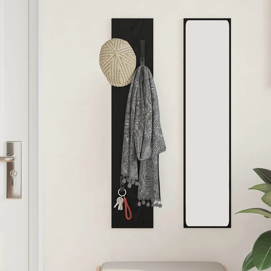 Appendiabiti a muro A parete Rovere Nero 20 x 1,5 x 100 cm 874460