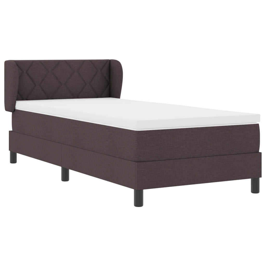 Letto a Box con Materasso Marrone Scuro 100x200 cm Tessuto